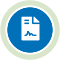 icon of a piece of paper with a blue and green background
