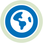 icon of a globe with a blue and green background