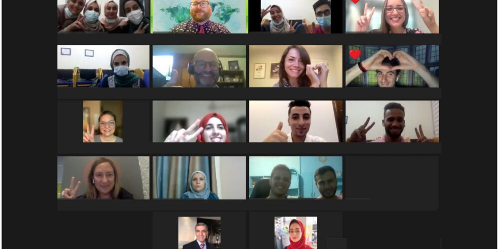 Screenshot of a zoom call with a group of people