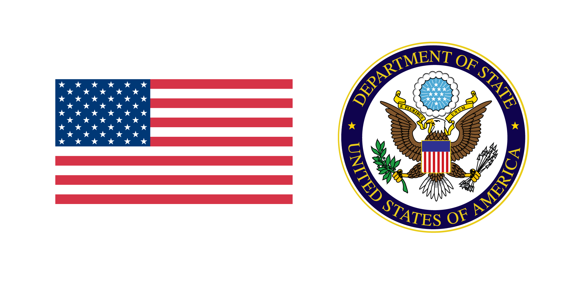 US Flag and department of state seal
