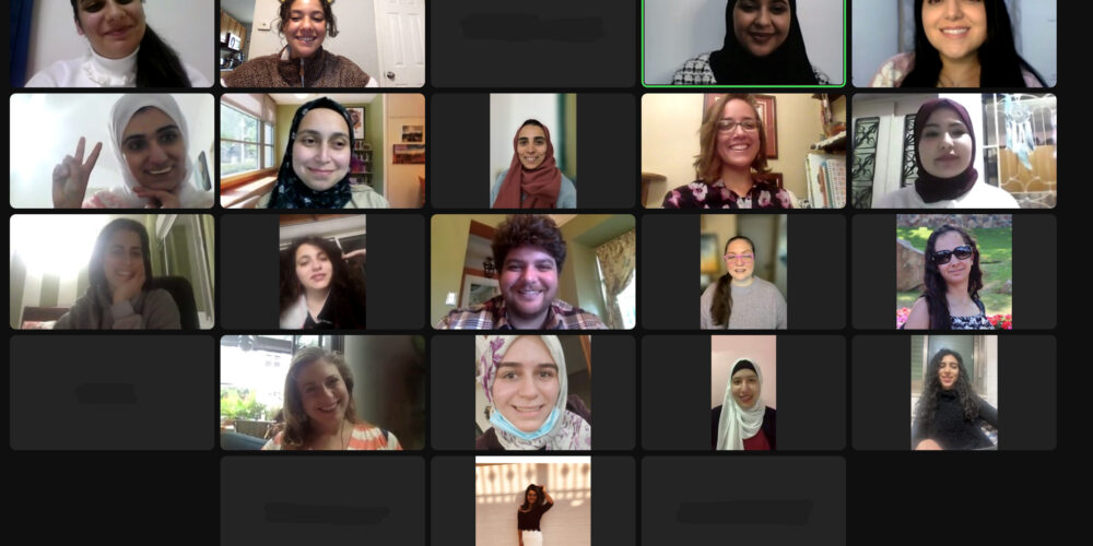 Screenshot of a zoom call with a group of people
