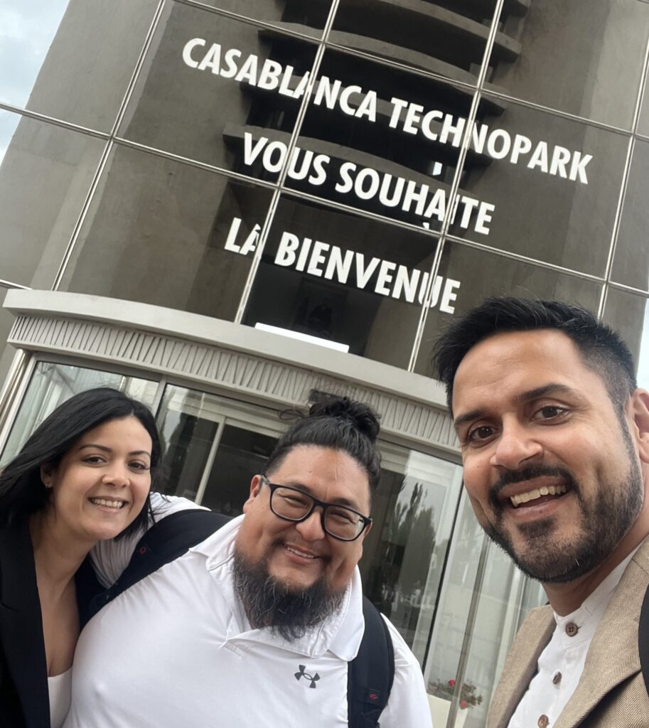IMG-1068-jpeg--scaled - Legacy International (from left to right) Chaimae, Ruben, and Nishant at the Technopark in Casablanca.